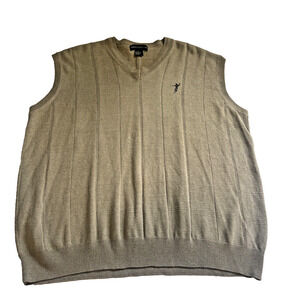 Men's Fairway Outfitters V-Neck Sweater Vest Size XL Beige Black Golfer Logo